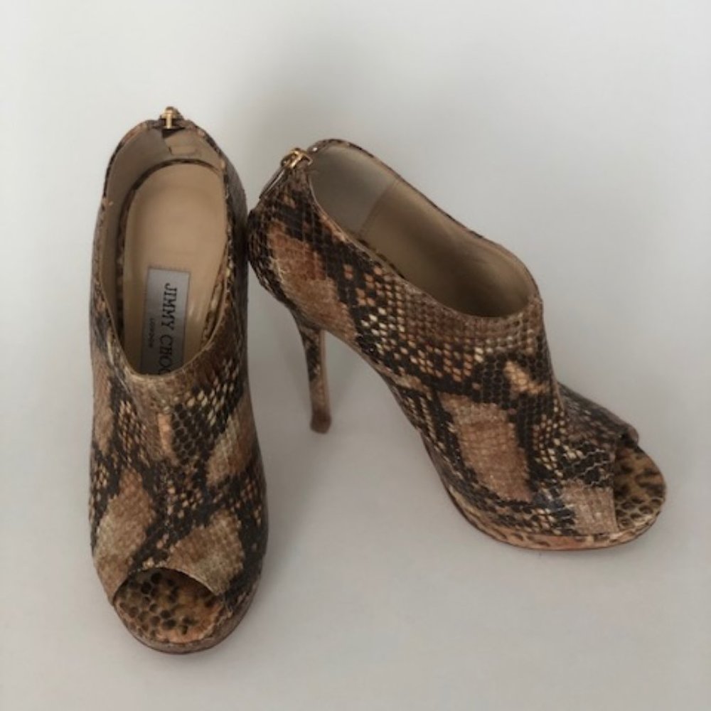 Jimmy Choo Snakeskin Leather Platform Bootie 5.5